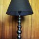 Pair of contemporary lamps with chrome base and 20th-century shade.