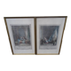 Duo of antique prints framed with canopies