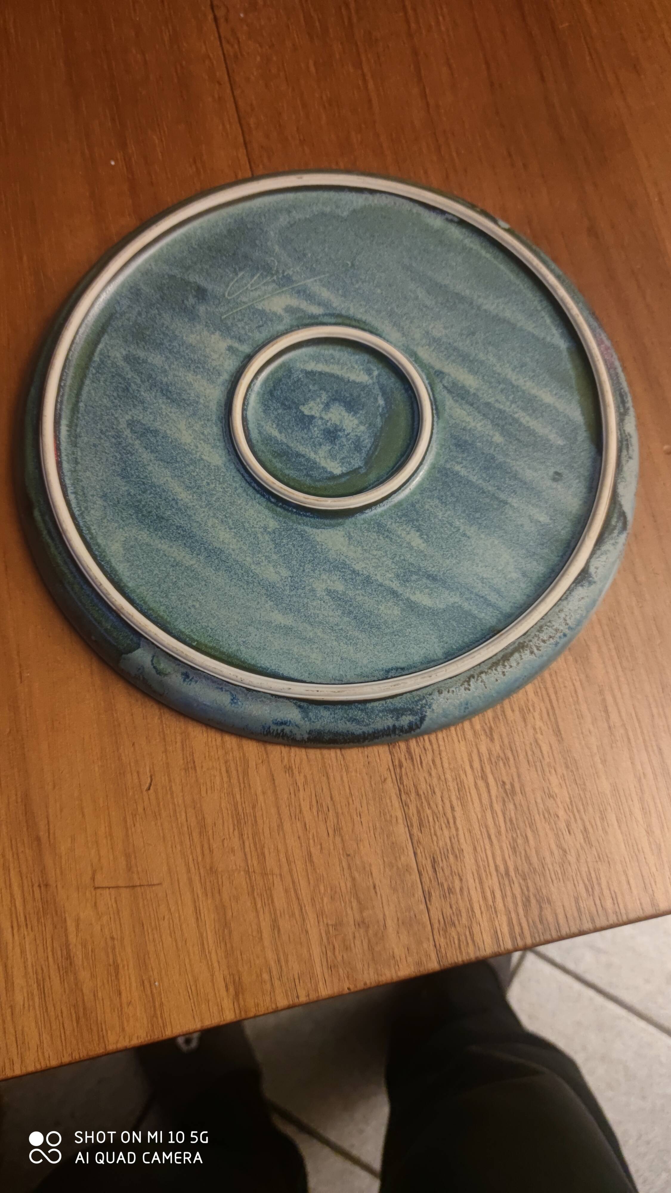 Enameled stoneware pie dish from Denbac, circa 1900