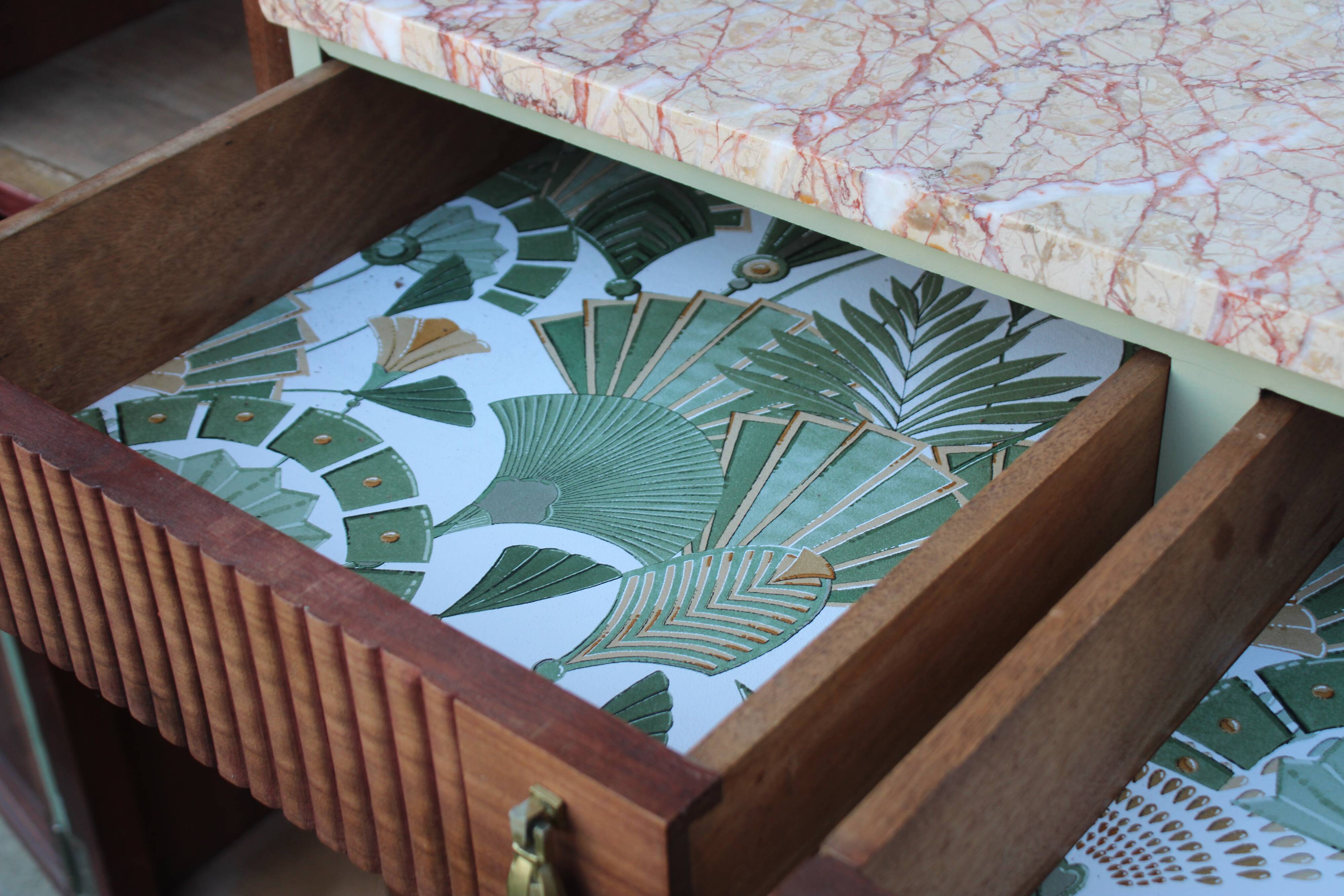 Renovated antique Art Deco sideboard – Lizard Green (Pure & Paint)