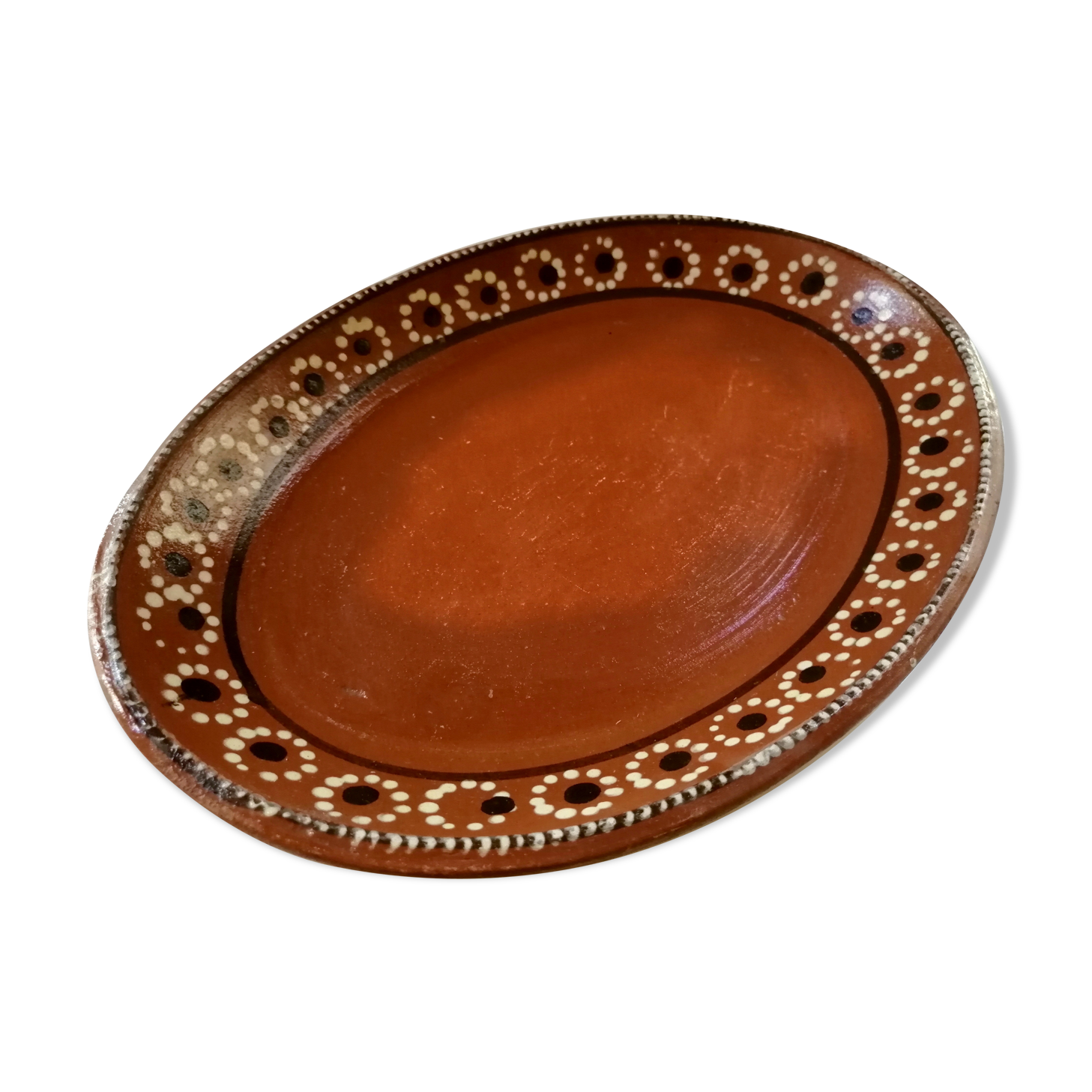 Oval plate in varnished sandstone 70'