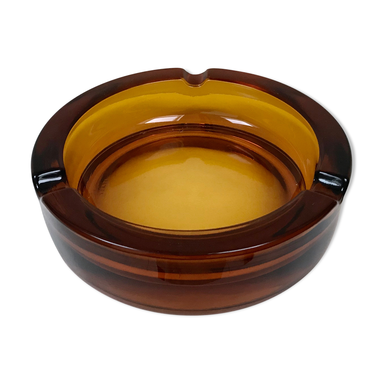 Ashtray glass amber, Italy, 1970