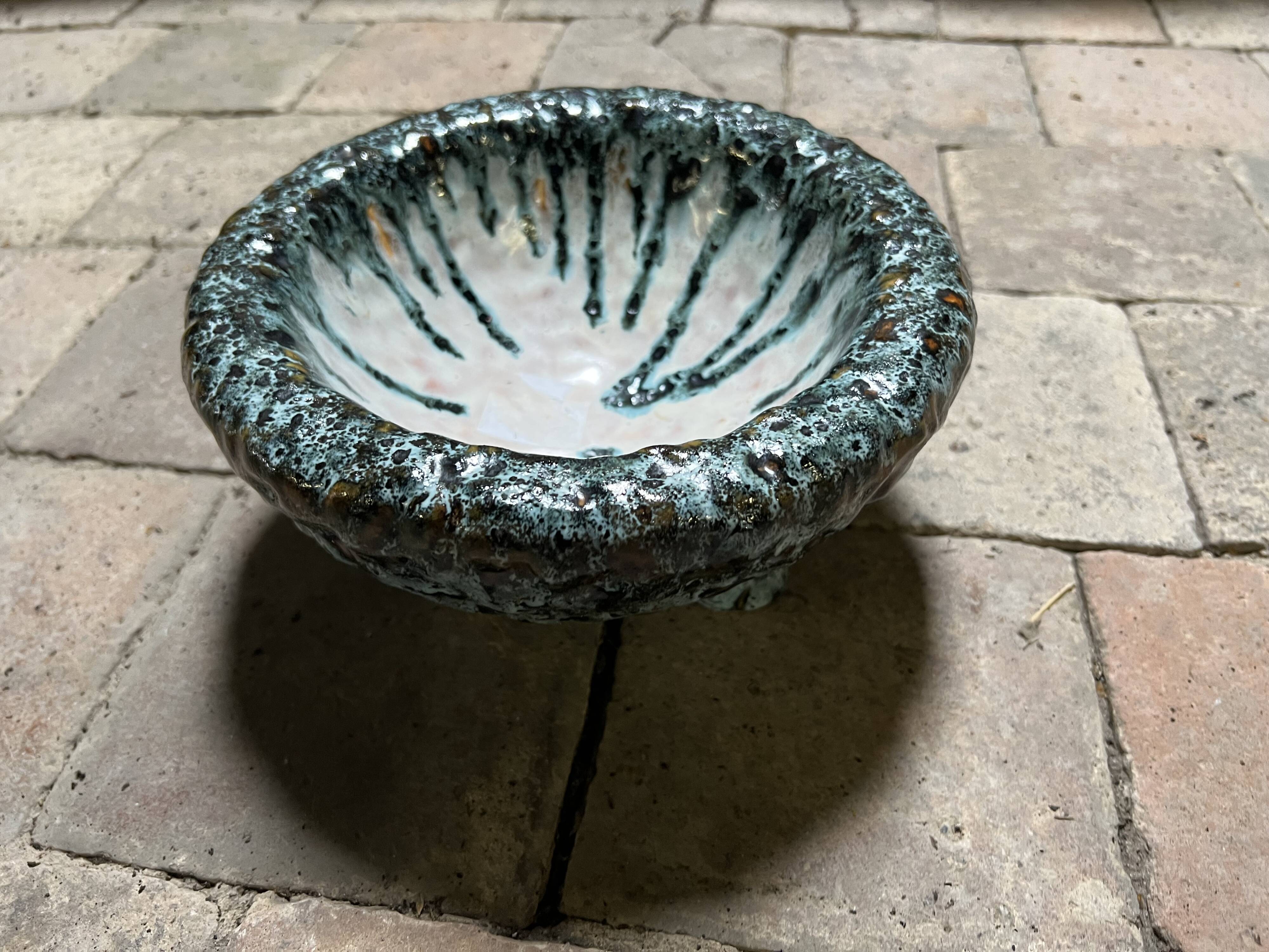 Glazed ceramic bowl / bowl – brutalist vintage crafts