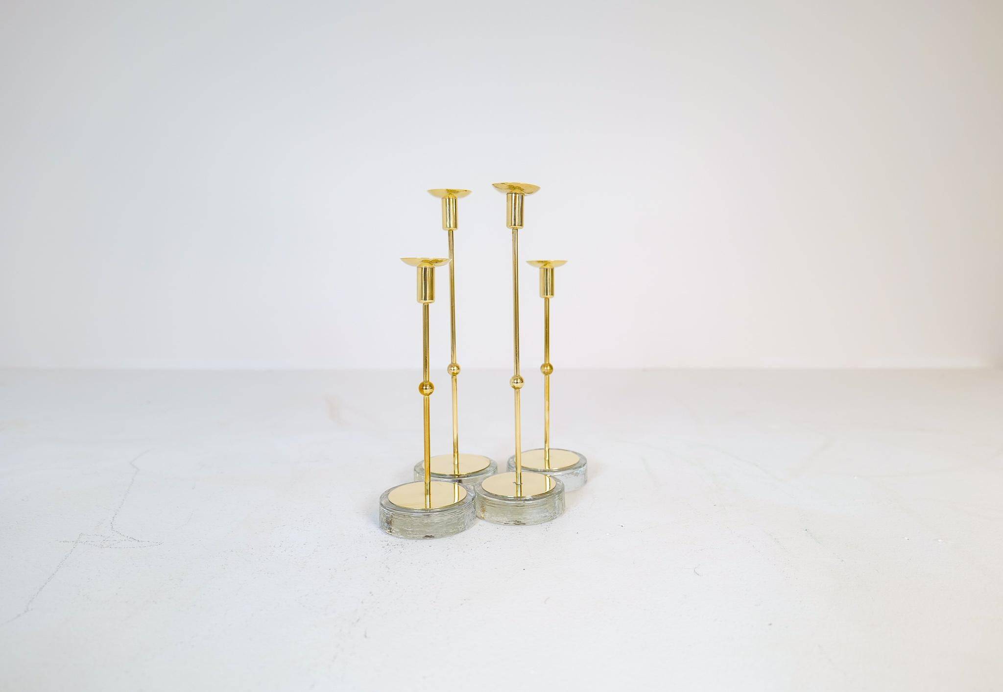 Set of 4 mid-century candle holders Ystad Metall, Sweden, 1950s