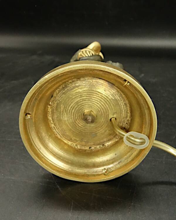 Clodion faun lamp, Louis XVI style, early 1900s - gilded and patinated bronze