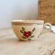 Antique ironstone coffee cup, patinated Sarreguemines – Floral decoration