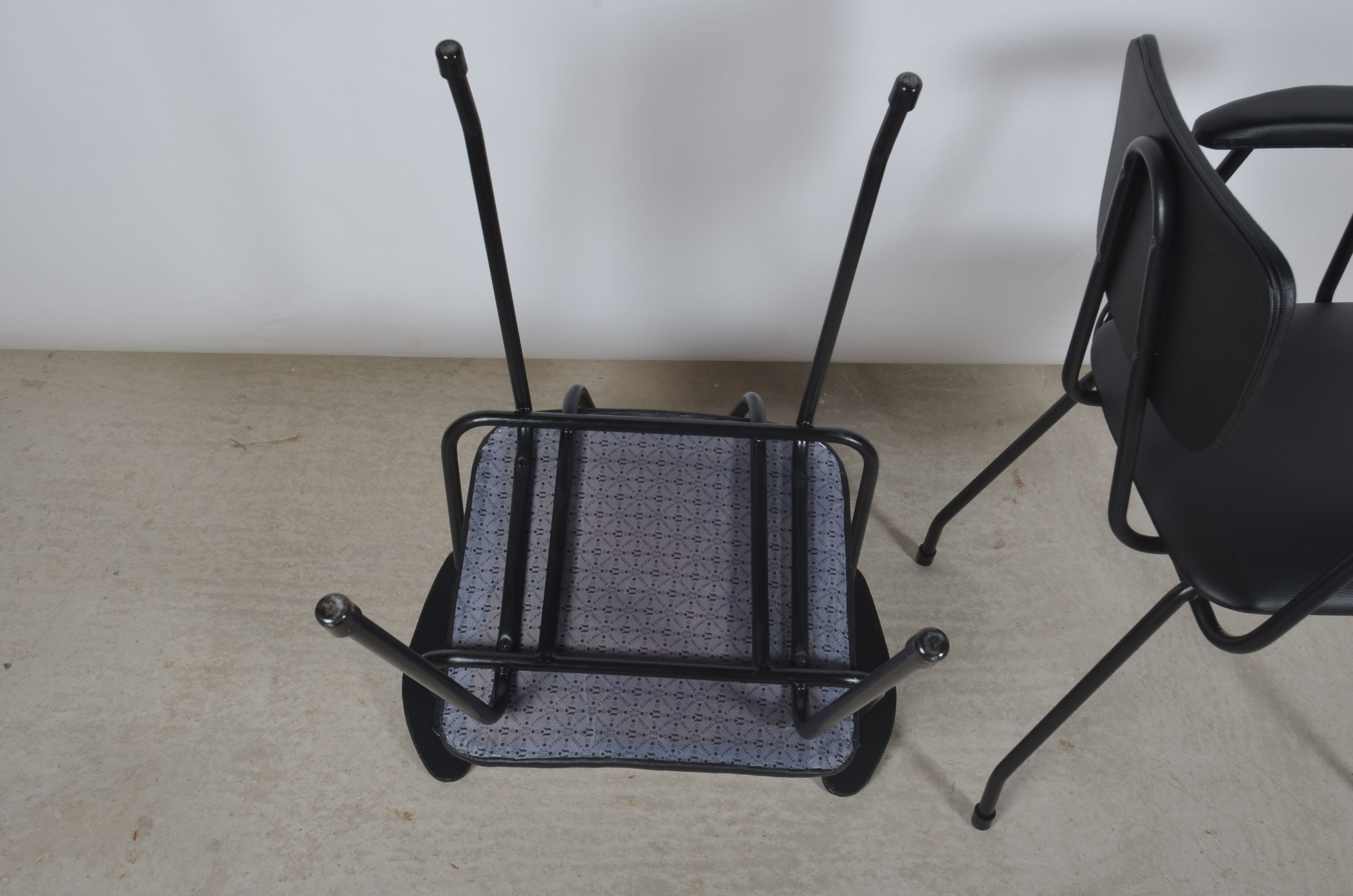 Armchairs in black skaï 1950