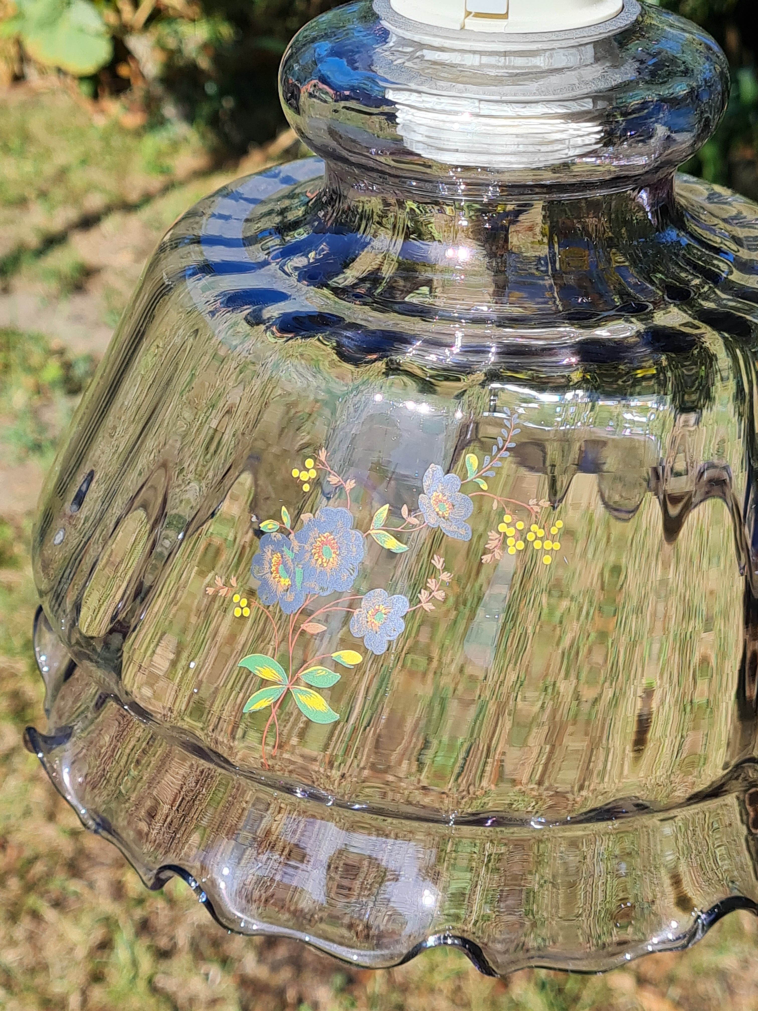 Vintage glass suspension in slightly purple color