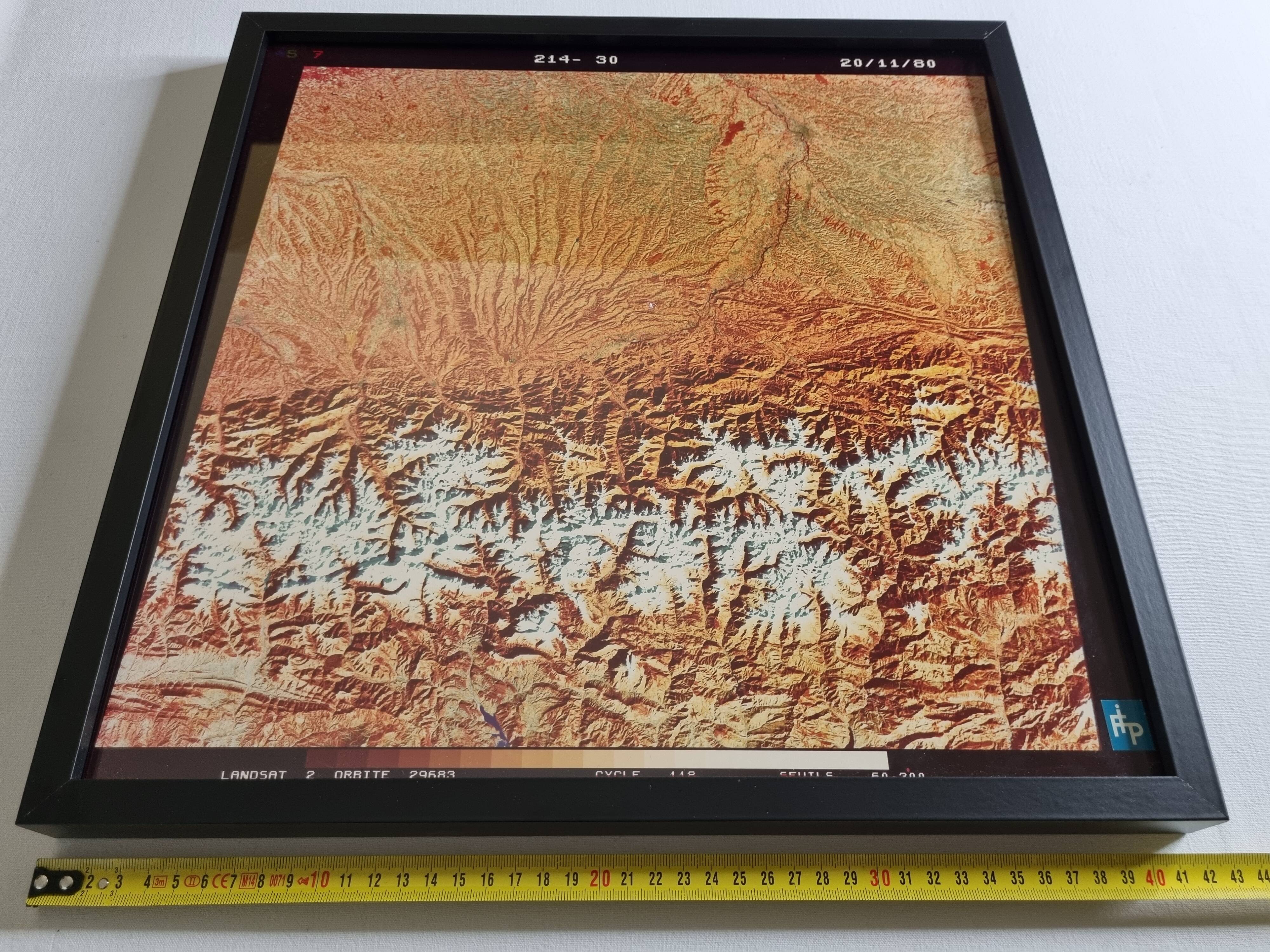 Framed Satellite Photograph - Landsat Image 1980, 42 x 42 cm