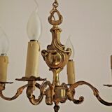 Beautiful Vintage French 4  Light Bronze Chandelier Acanthus Leaf Detail 3672