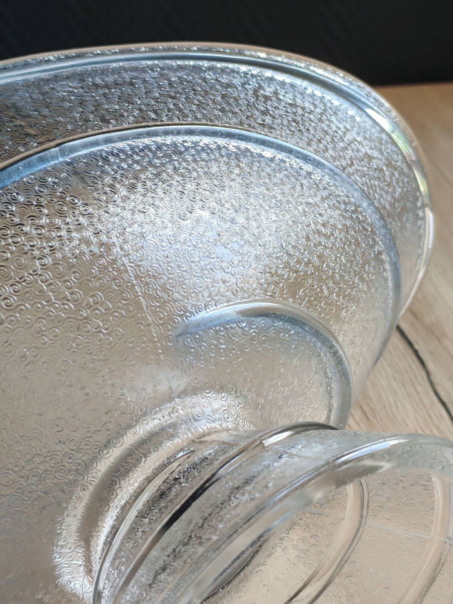 Large pressed moulded glass Art Deco blue frosted cup