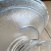 Large pressed moulded glass Art Deco blue frosted cup