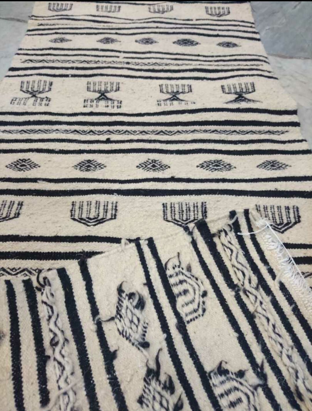 Black and white corridor Kilim, 195x65 cm