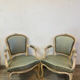 Pair of Louis XV style cabriolet armchairs