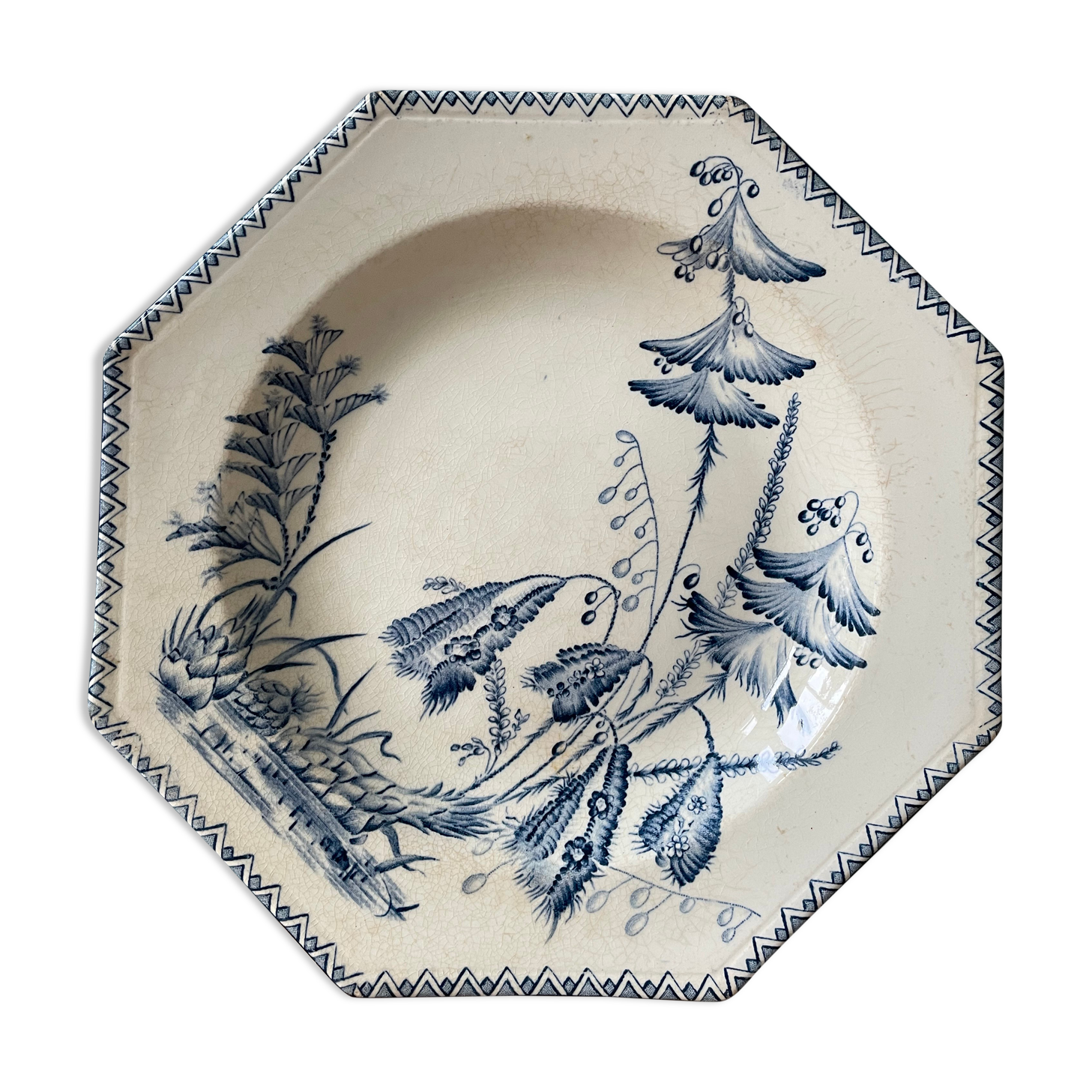 Octagonal plate in Clairefontaine earthenware, Indiana model