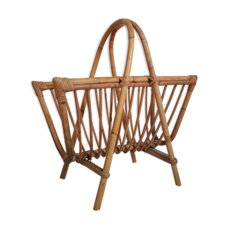 Magazines holder in vintage rattan
