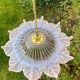 Vintage flower pendant lamp in pink glass