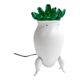 Postmodern Green Murano Glass and White Aluminum Table Lamp, Italy