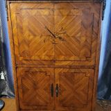 High sideboard in rosewood and marble slab, Louis XVI style, French