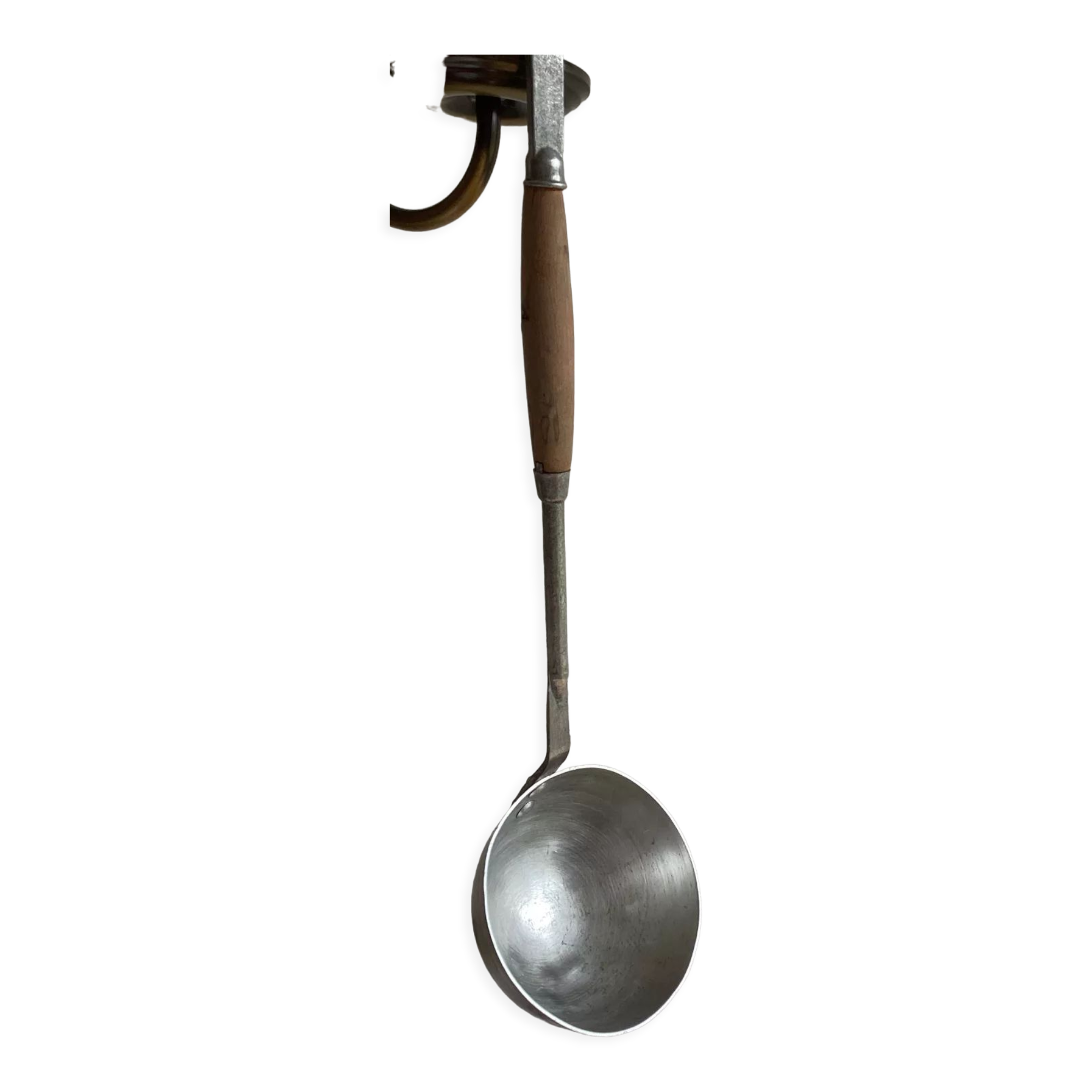 Old ladle aluminum wooden handle