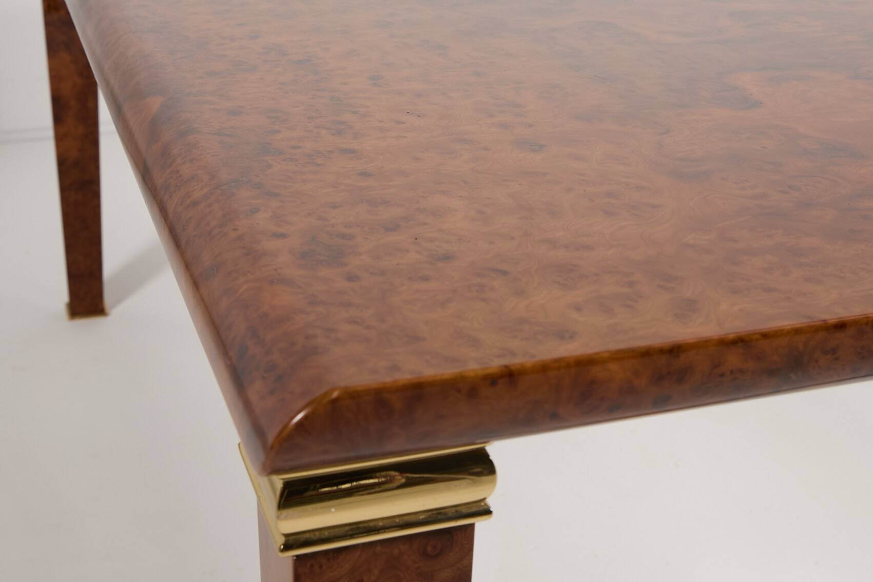 Vintage italian burl wood dining table from gdm, 1980’s