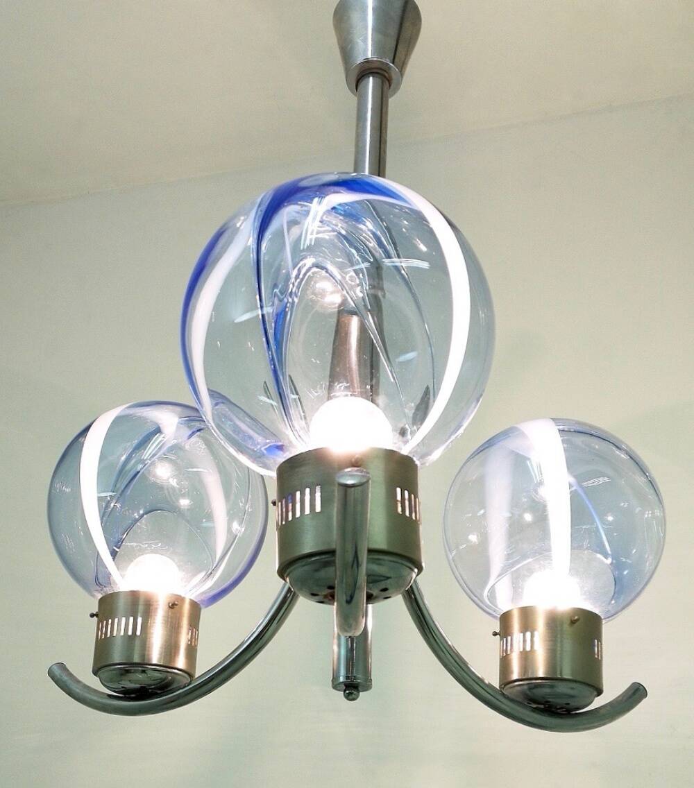 Light Blue Murano Glass Mod "Membrana" Chandelier by Toni Zuccheri