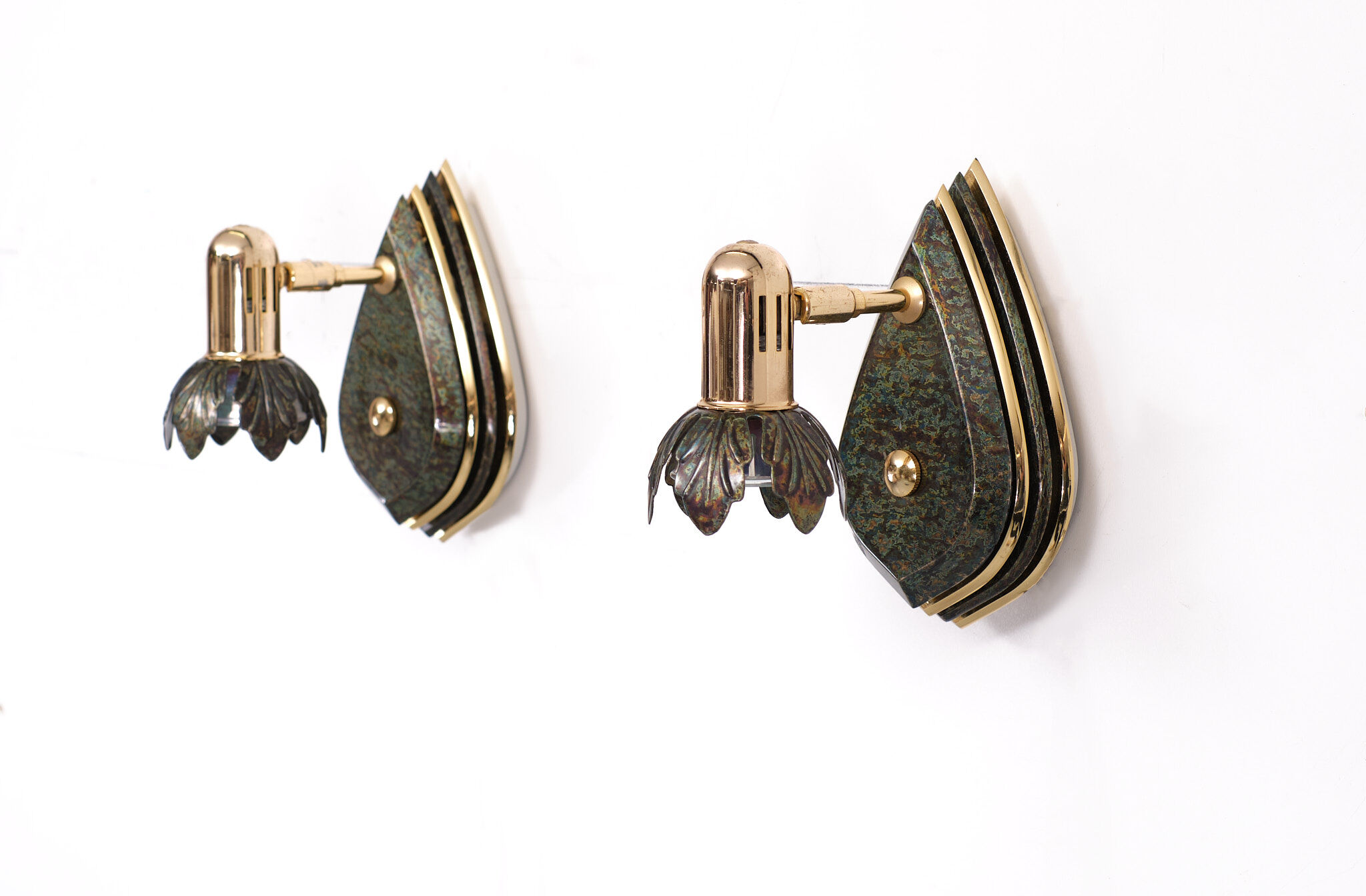 Set post modern diamond shape wall lamps, 1980s, spain