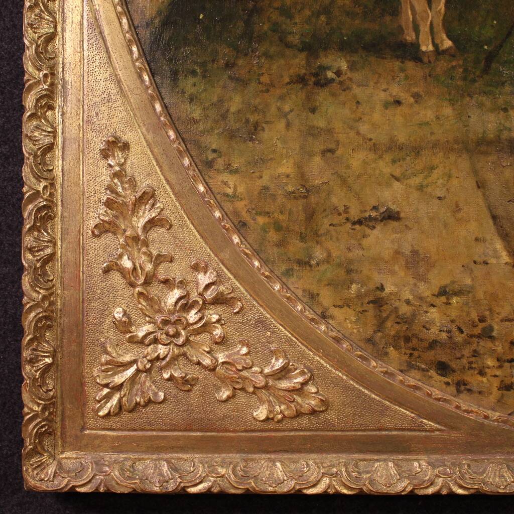 Antique Italian landscape painting signed and dated 1881