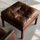 Vintage Mid-Century Danish Modern Lounge Leather Chair & Ottoman Model 2207
