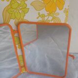 Vintage tryptic barber mirror orange 70s