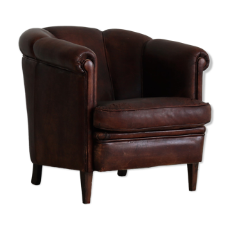 Vintage sheep leather club chair