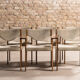 Scandinavian rosewood chairs with armrests, velvet fabrics (x6)