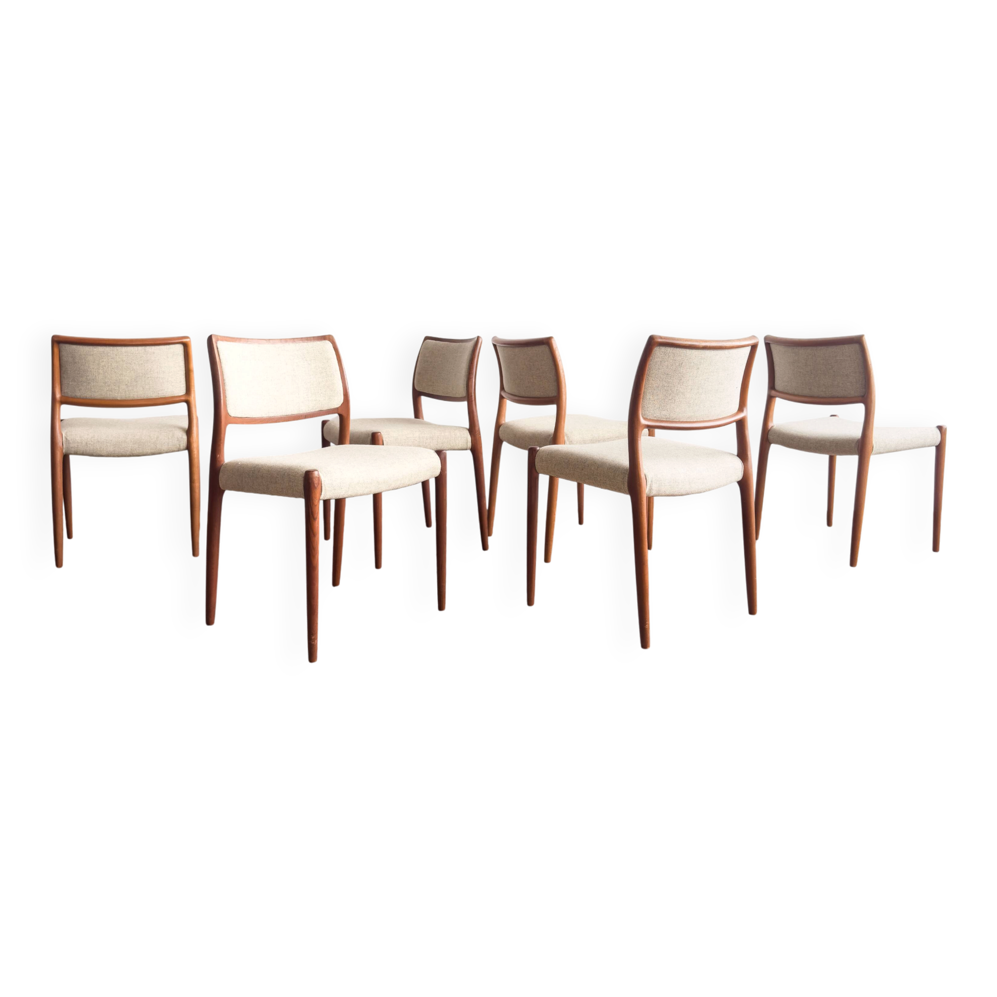 Set of 6 chairs #80 in teak by Niels O. Møller, JL Moller, Mid Century