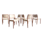 Set of 6 chairs #80 in teak by Niels O. Møller, JL Moller, Mid Century