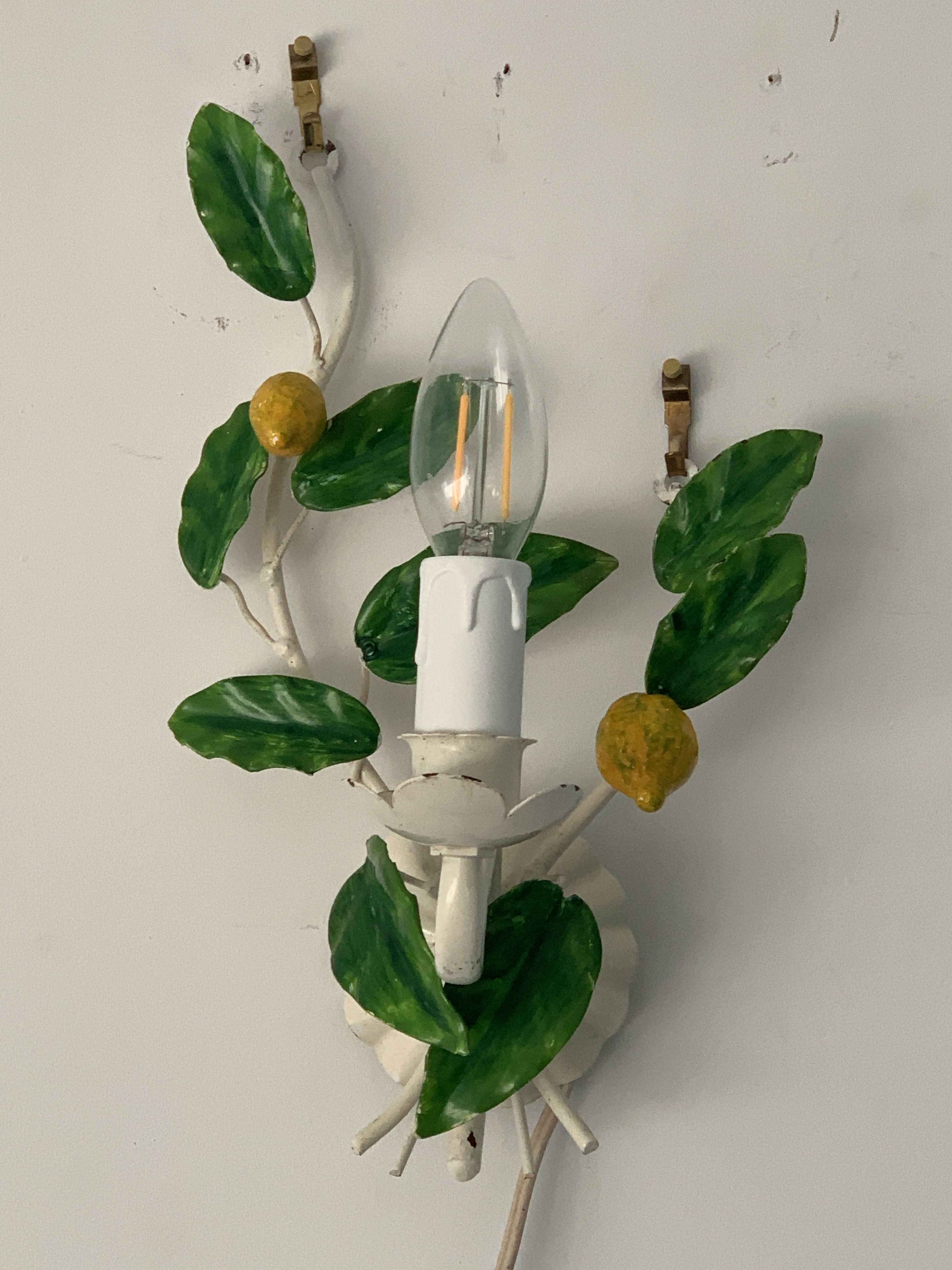 Pair of Italian metal lemon sconces, Firenze House, 1970