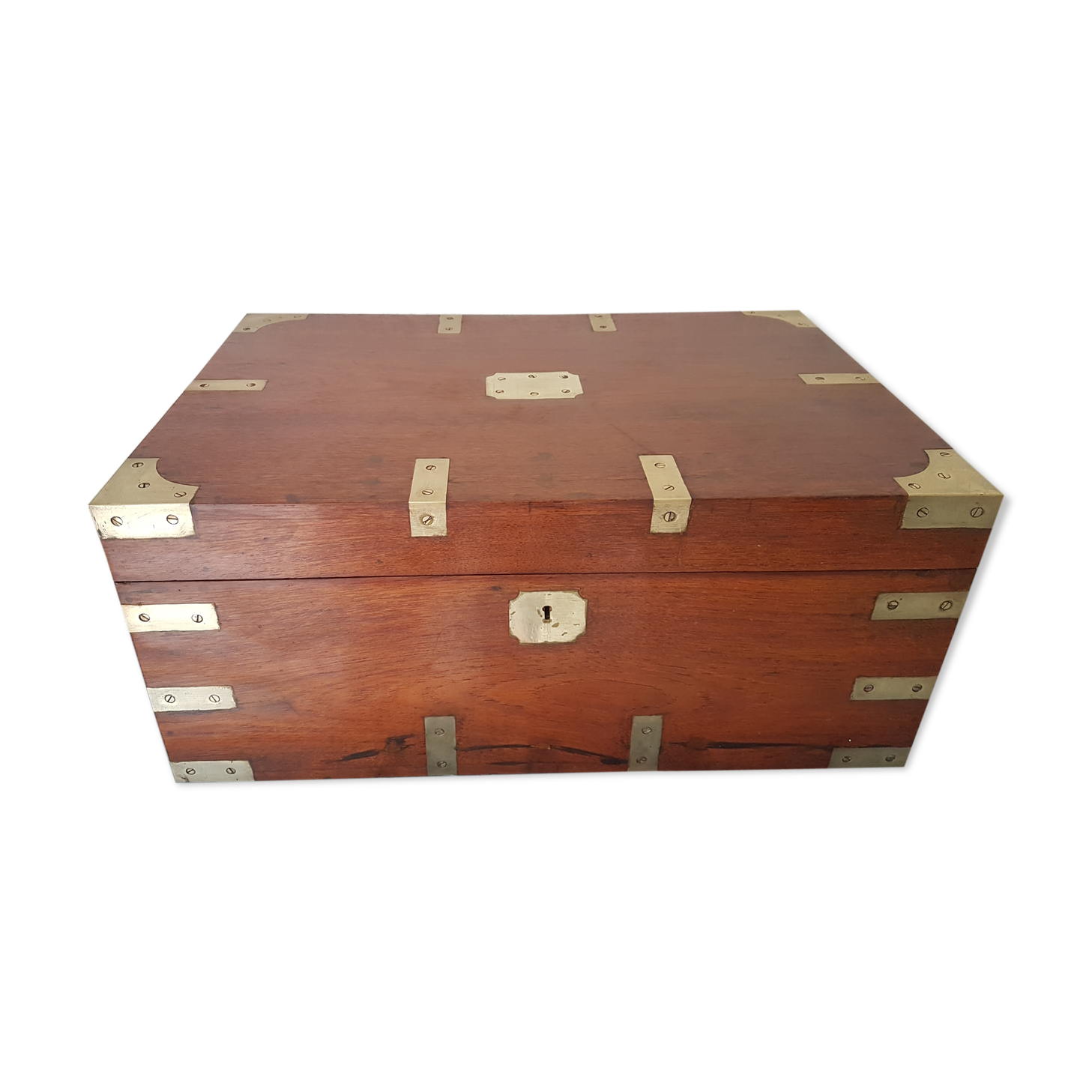 Marine trunk travel cabinet period 19th wood and brass