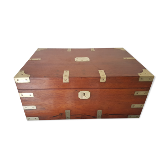Marine trunk travel cabinet period 19th wood and brass