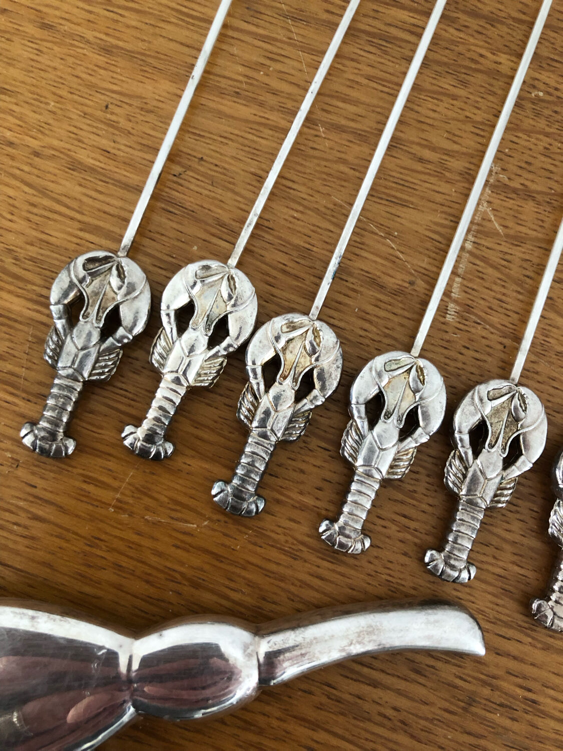 Vintage silver metal shellfish (lobster / crab) set