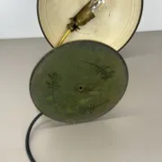 German green bauhaus table lamp in brass and metal by helo lights, germany, 1950s