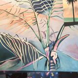 Richard Frank 'Palm's Parade' Painting, Oil On Canvas 1980s Miami Palm Tree Postmodern Art