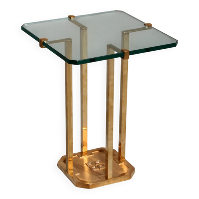 Tables d'appoint Peter Ghyczy T18, design des années 1970 en laiton poli (40x40x52)