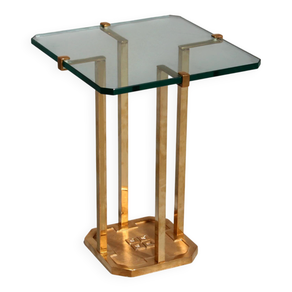 Tables d'appoint Peter Ghyczy T18, design des années 1970 en laiton poli (40x40x52)