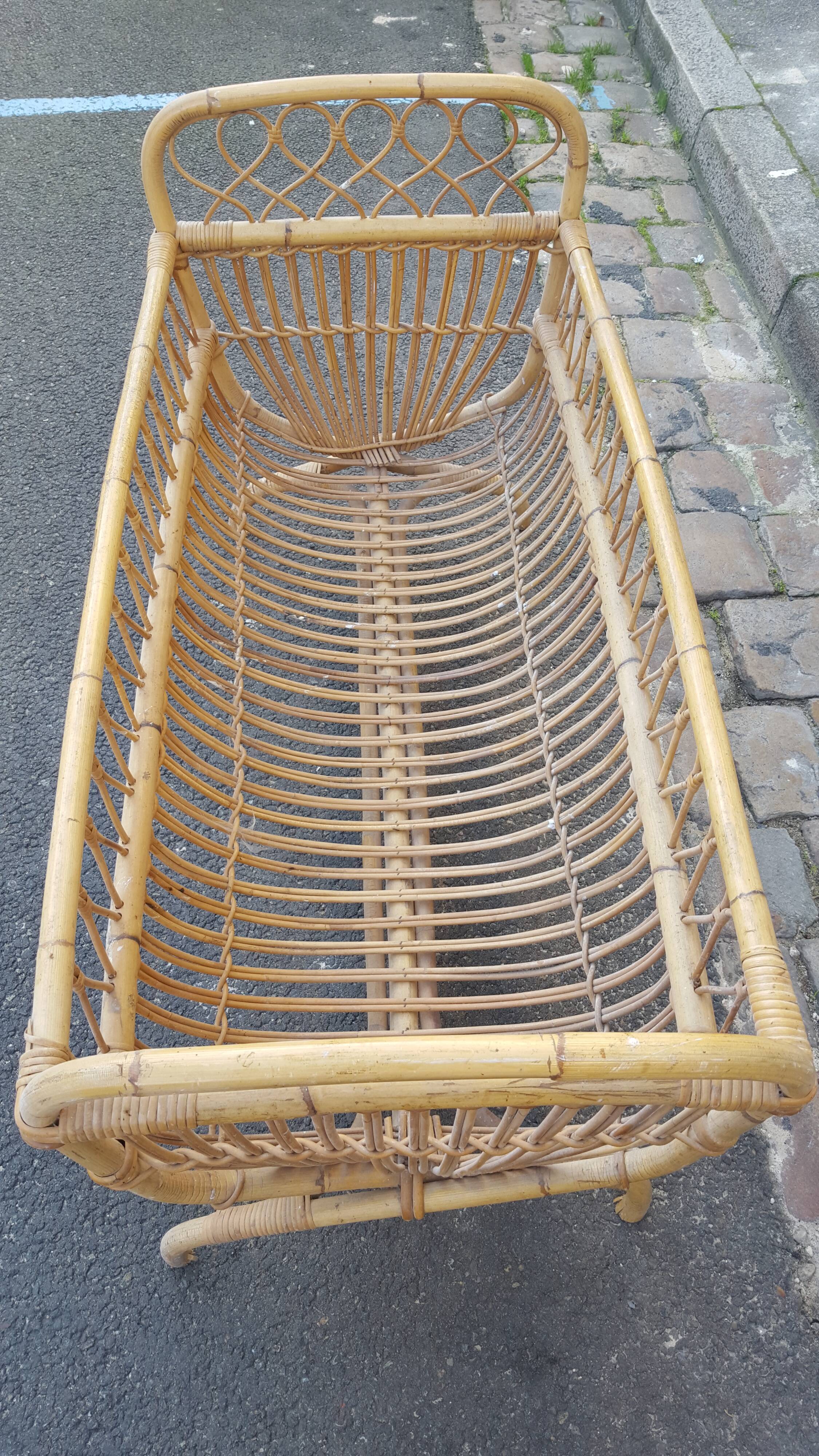 Rattan and bamboo child bed