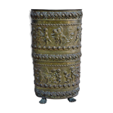 UMBRELLA HOLDER in copper with decoration in repelled CHERUBIN PUTTI ANGELOT, copperware XIX th century