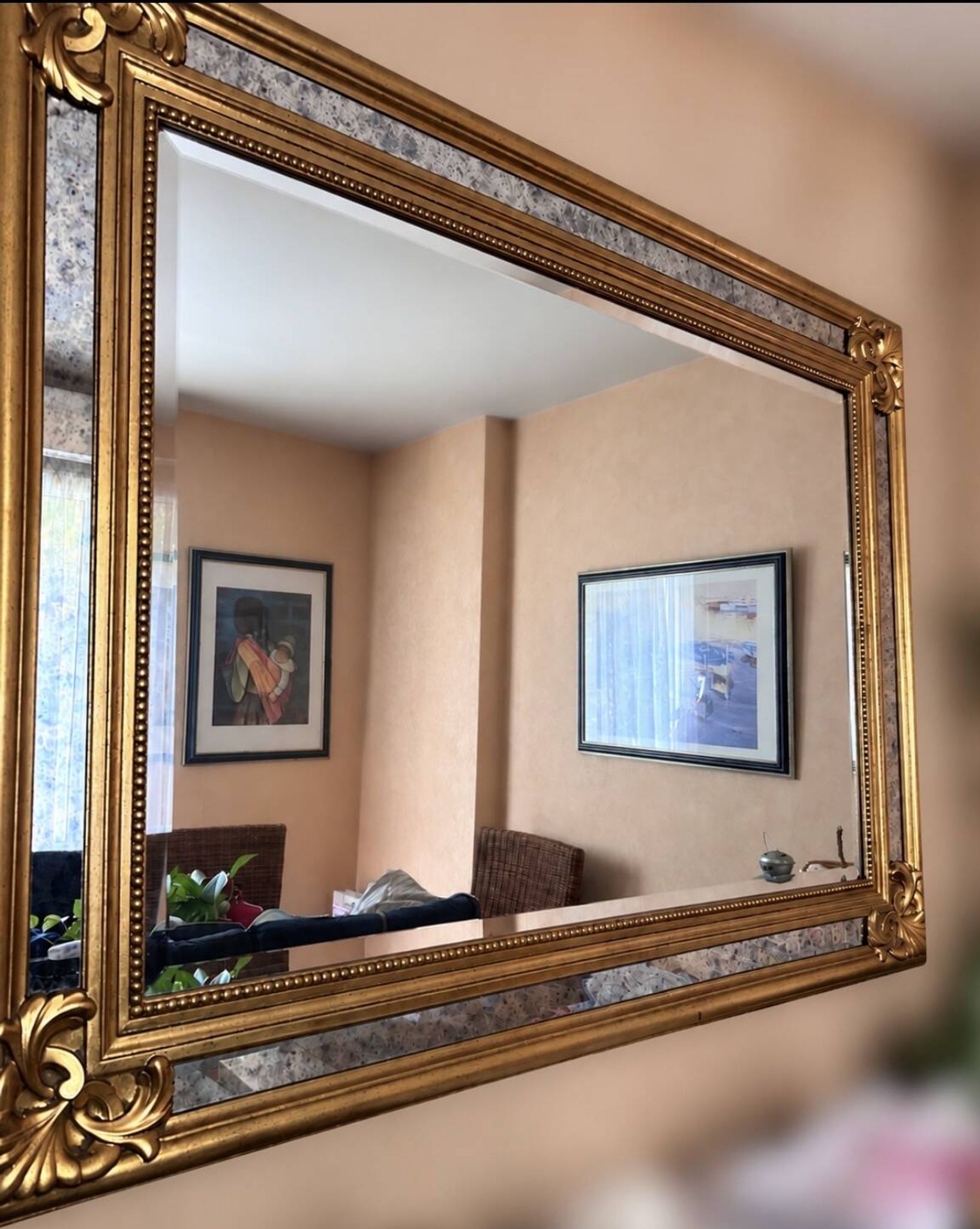 Exceptional large mirror with shutters by Deknudt – Hollywood Regency style (198