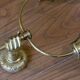 ART DECO brass wall light, two glass globes