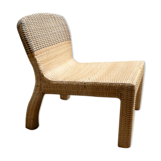 Vintage designer armchair - rattan & pine