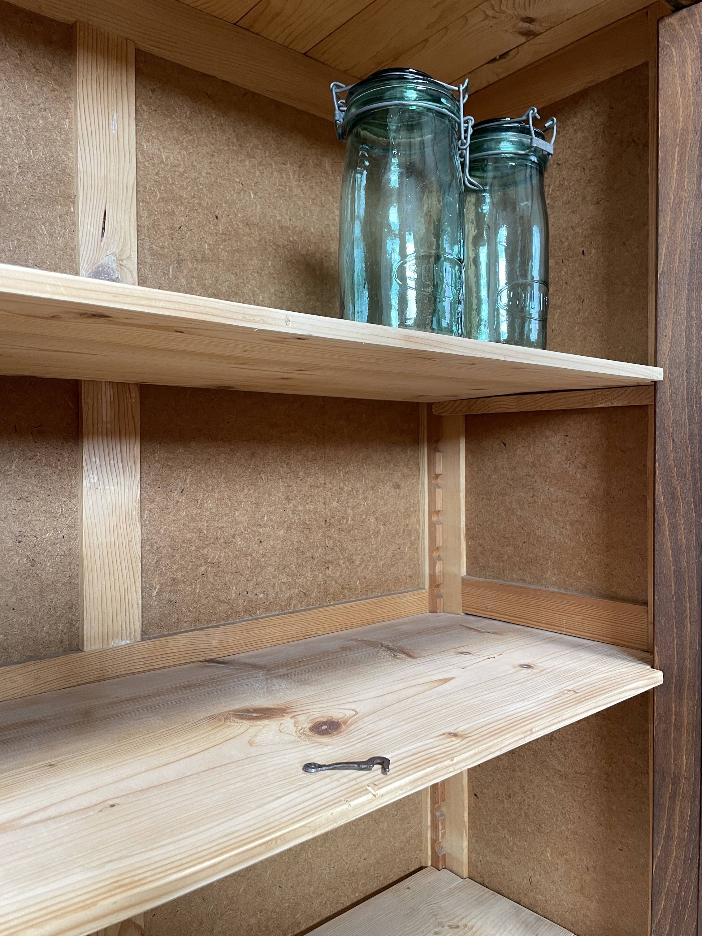 Solid wood display cabinet.