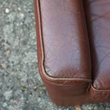 Pair of armchairs with very soft leather ears 80s