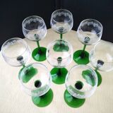 8 Alsace white wine glasses Luminarc screen-printed decor